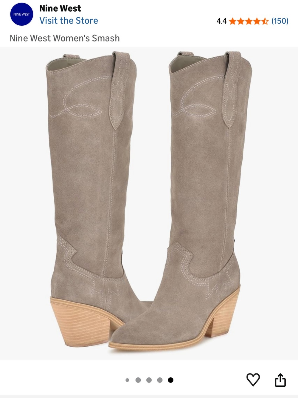 Nine West Smash western boot gray suede